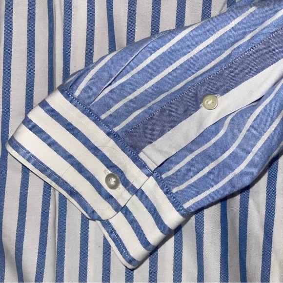 Polo Ralph Lauren Classic Fit Striped Oxford Fun Shirt  Mens Size XXL Blue White - Picture 9 of 10